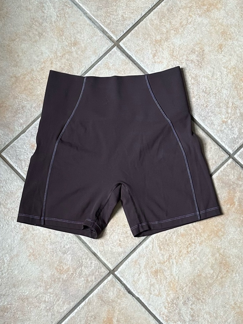 Ryderwear Brown Biker Shorts with Black Seam-Detail Active Shorts